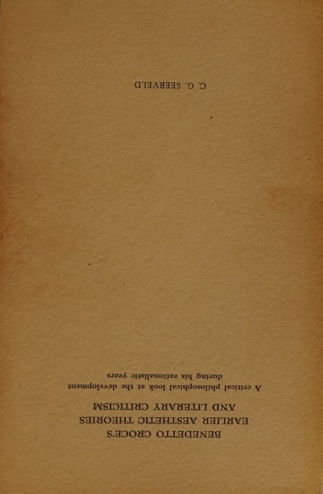 Benedetto Croce's Earlier Aesthetic Theories and Literary Criticism