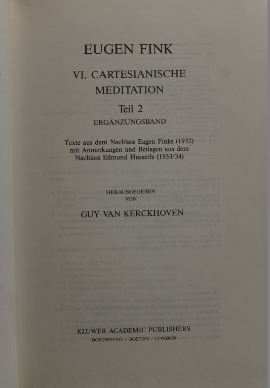 VI. Cartesianische Meditation - Teil 2 Ergänzungsband
