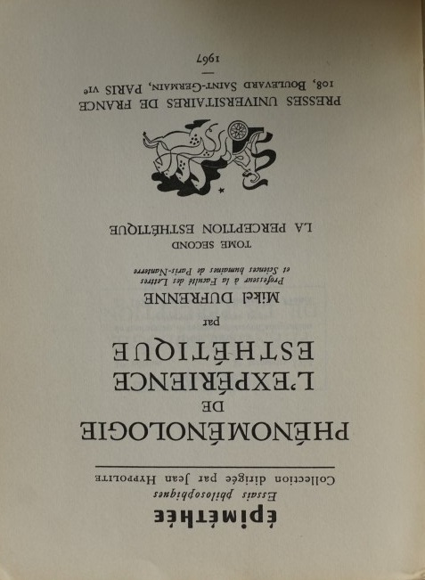 Phénéménologie de L`Experience Esthétique