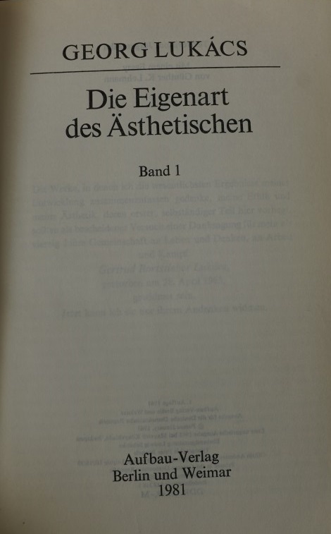 Die Eigenart des Äesthtischen