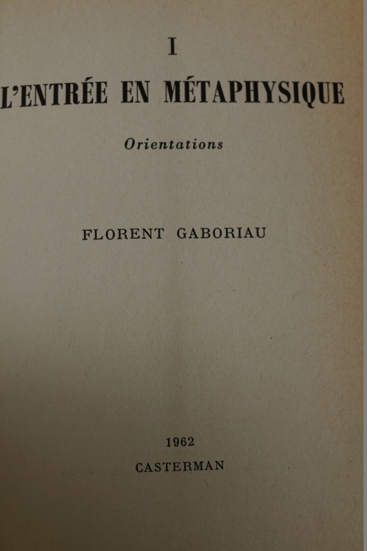 l`entrée en metaphysique