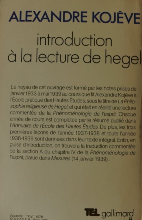 Introduction à la lecture de hegel