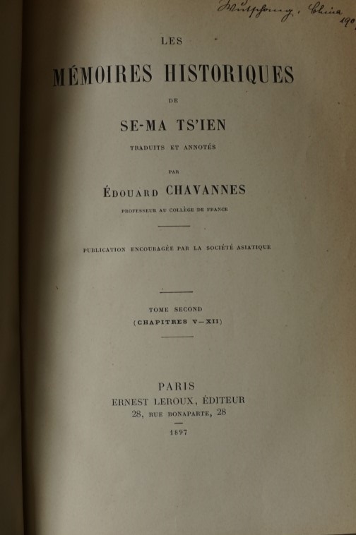Memoires Historiques de Se-ma Ts'ien