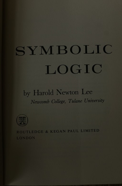 Symbolic Logic