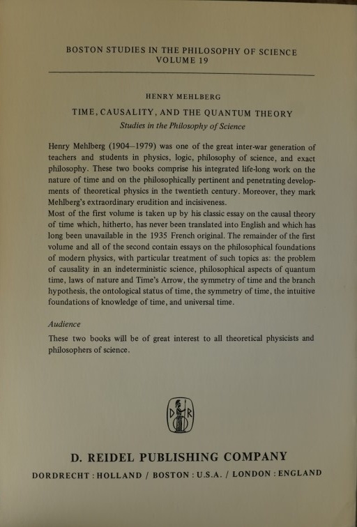 Time, Causuality, and the Quantum Theory