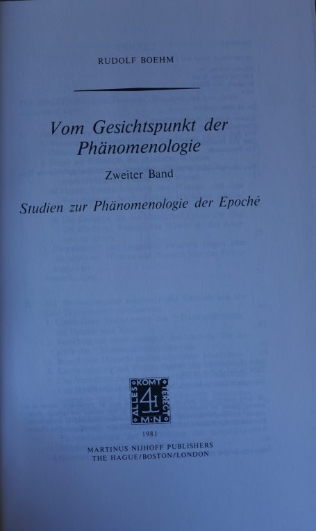 Vom Geschichtspunkt der Phänomenologie - Zweiter band: Studien zur Phänomenologie der Epoché