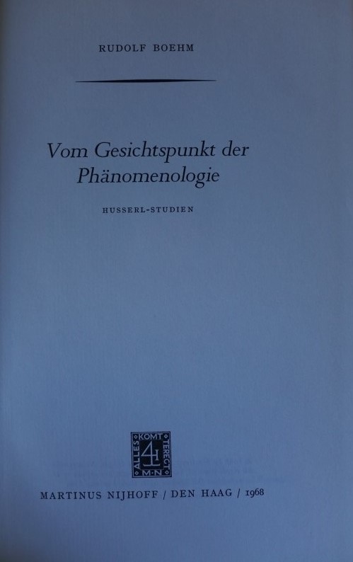 Vom Geschichtspunkt der Phänomenologie - Husserl-studien
