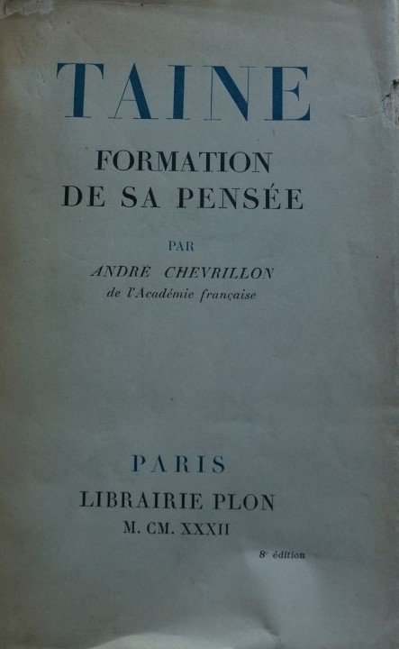 Taine - Formation de sa Pensée 