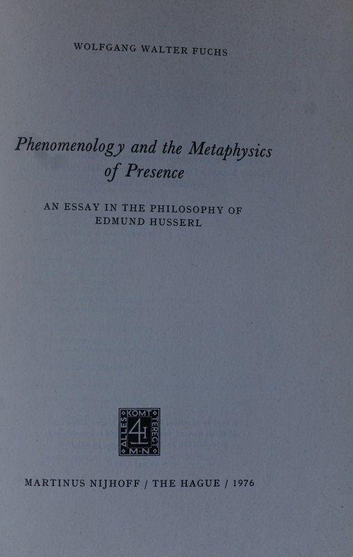 Phenomenology and the Metaphysics of Presence