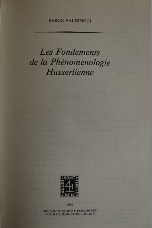 Les Fondements de la Phénoménologie Husserlienne