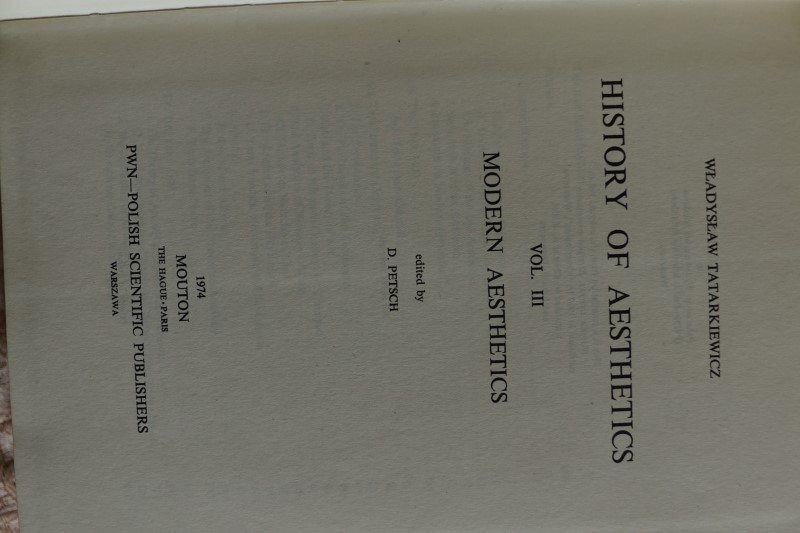 hiustory of Aesthetics III Modern Aesthetics