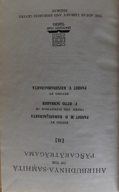 Ahirbudhnya-Samhita of the Pancaratragama