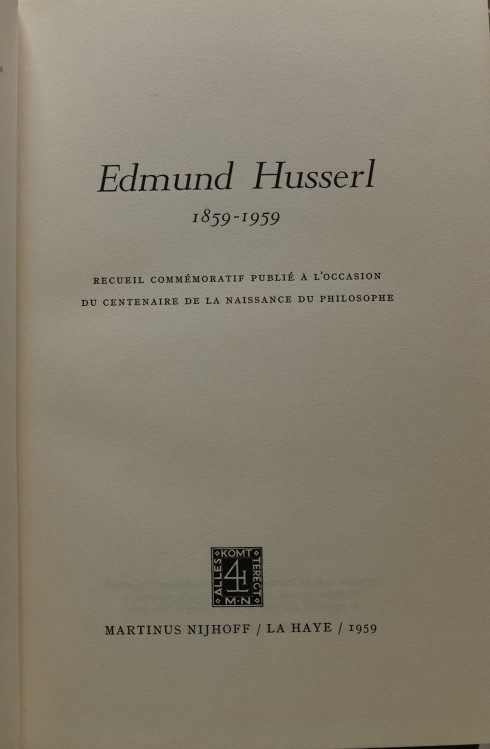Edmund Husserl 1895-1959