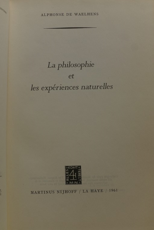 La Philosophie et les expériences naturelles