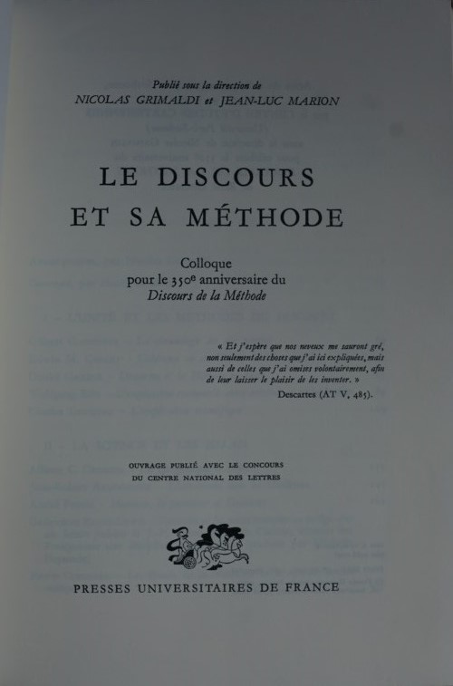 Le Discours et sa méthode