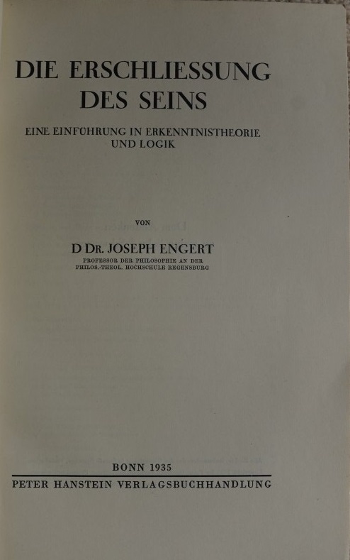 Die Erschliessung des Seins