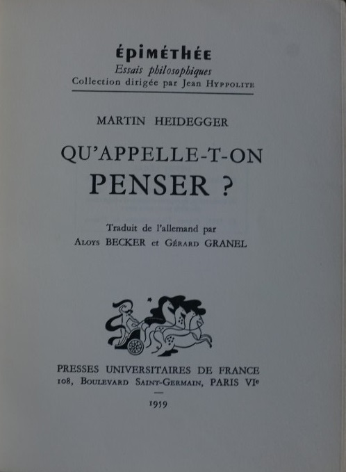 Qu'Apelle-t-on Penser ?