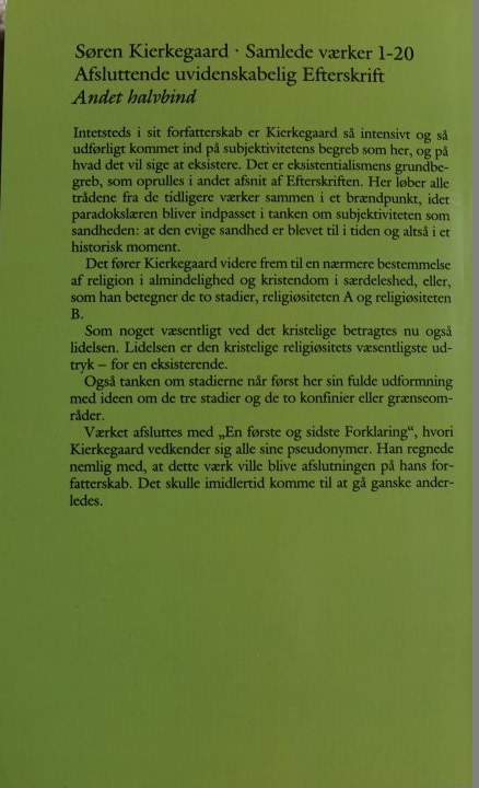 Afsluttende Uvidenskabelig Efterskrift Andet halvbind