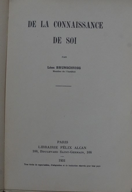 DE LA CONNAISANCE DE SOI