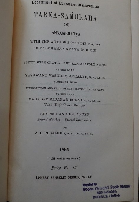 Tarka-Samgraha of Annambhatta