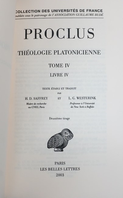 Proclus - Théologie Platonicienne - Tome IV Livre IV